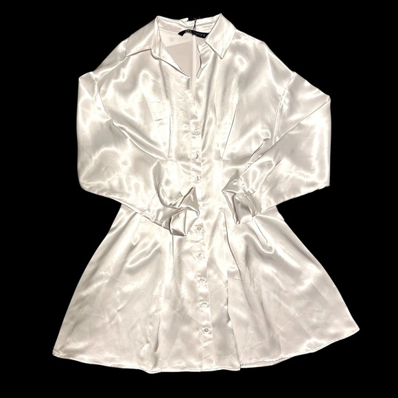 ZARA SATIN EFFECTS SHIRT DRESS - Picture 1 of 6